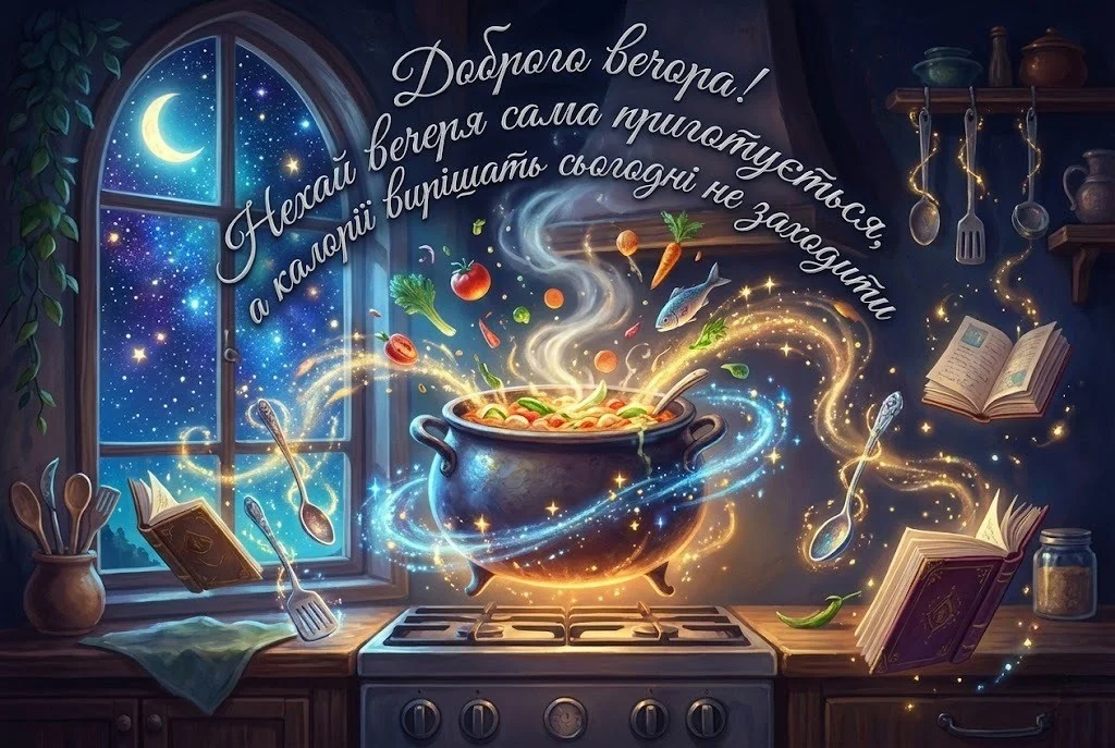 Прикольні картинки доброго вечора: яскраві листівки та побажання для гарного відпочинку