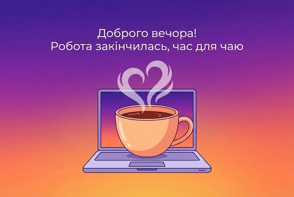 Прикольні картинки доброго вечора: яскраві листівки та побажання для гарного відпочинку