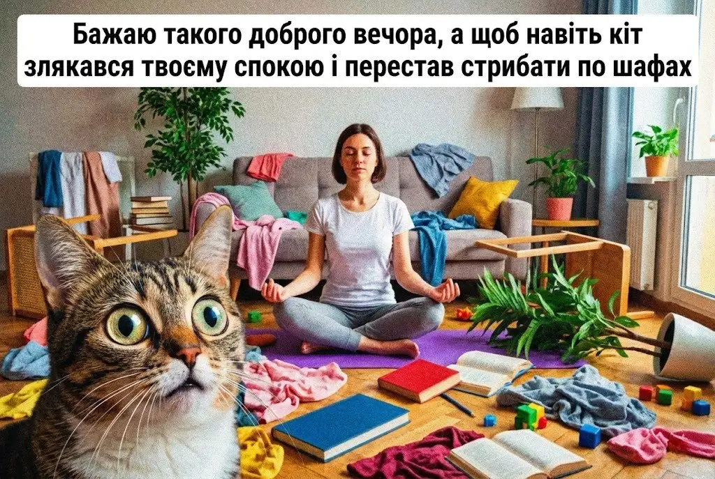 Прикольні картинки доброго вечора: яскраві листівки та побажання для гарного відпочинку