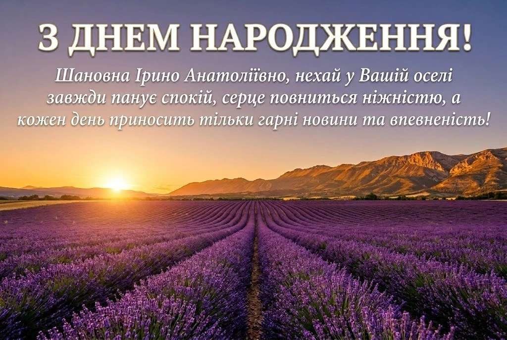 Ірина Анатоліївна, з днем народження: вітання, що зігрівають серце